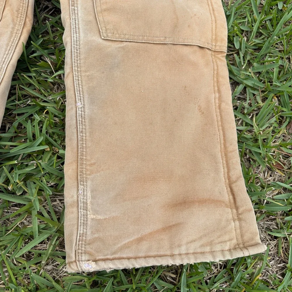 VTG 80s Carhartt Overalls 32x34 Red Quilt Lined Duck Canvas Brown Made in USA